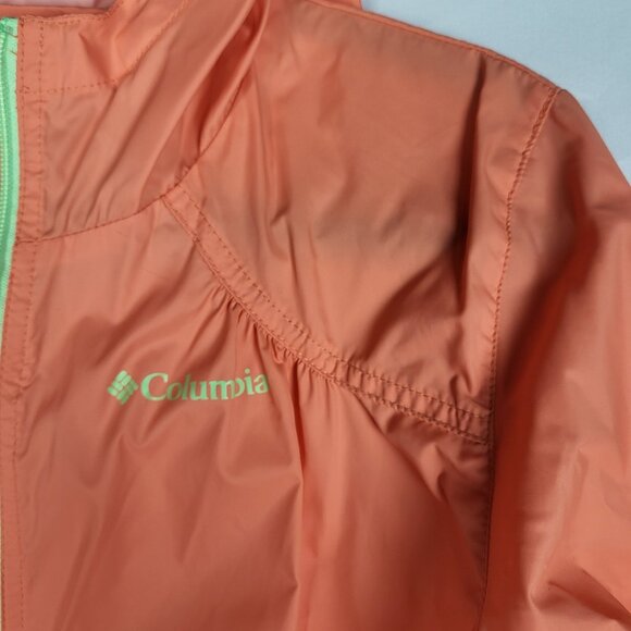 2 for $15 Columbia Wind Breaker Jacket Kids Girl Peach 14/16 Full Zip Hooded - Picture 3 of 8